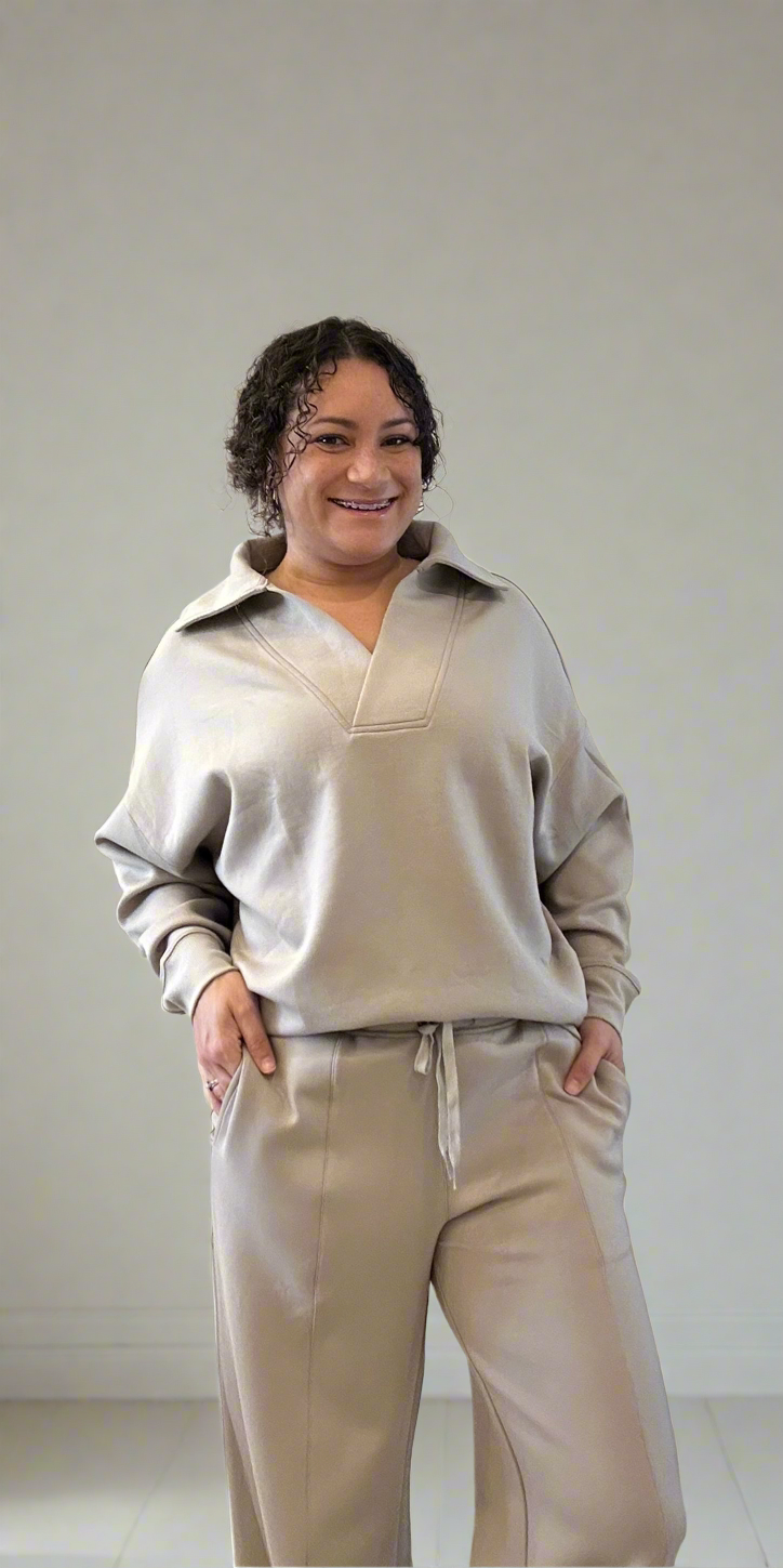 Tan Scuba Top & Pants Set