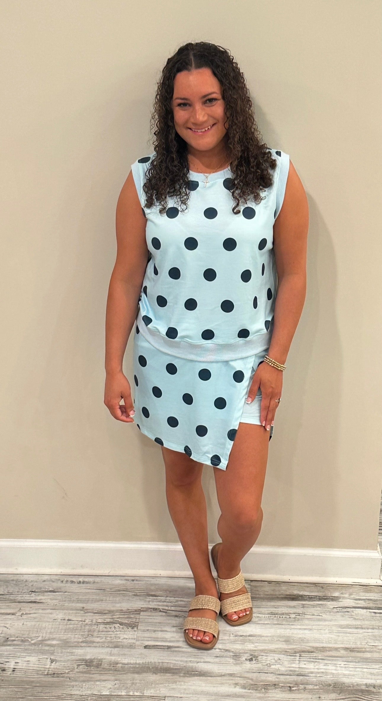 Blue Polka Dot Skort Set