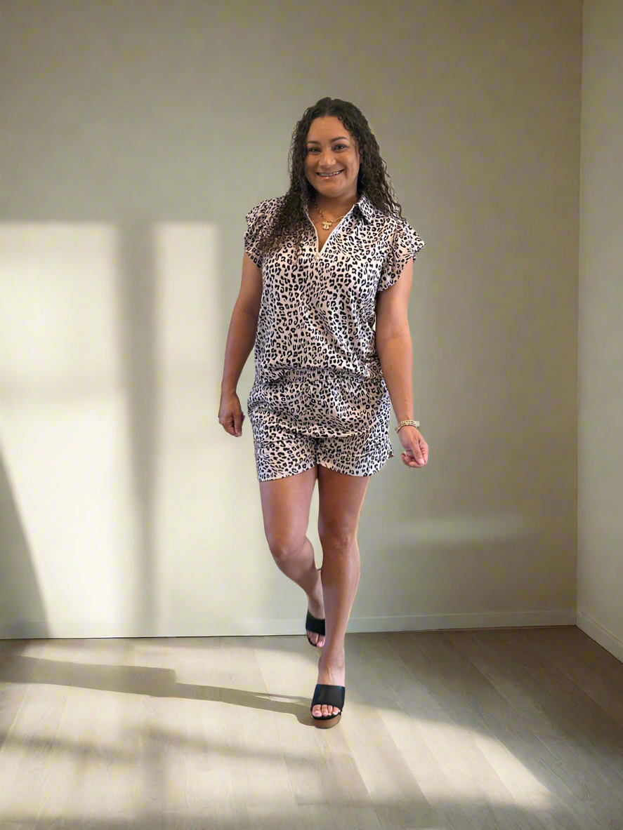 Aleah Cheetah 2 Piece Shorts Set