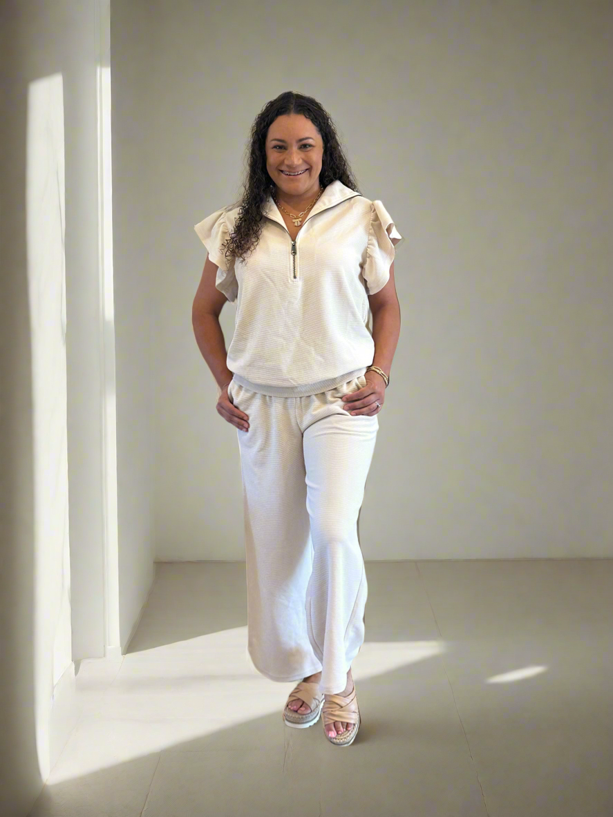 Cream 2 Piece Pants Set