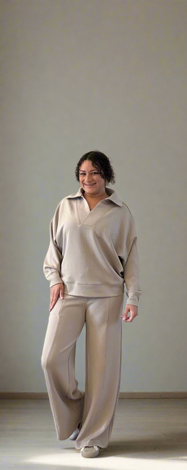 Tan Scuba Top & Pants Set