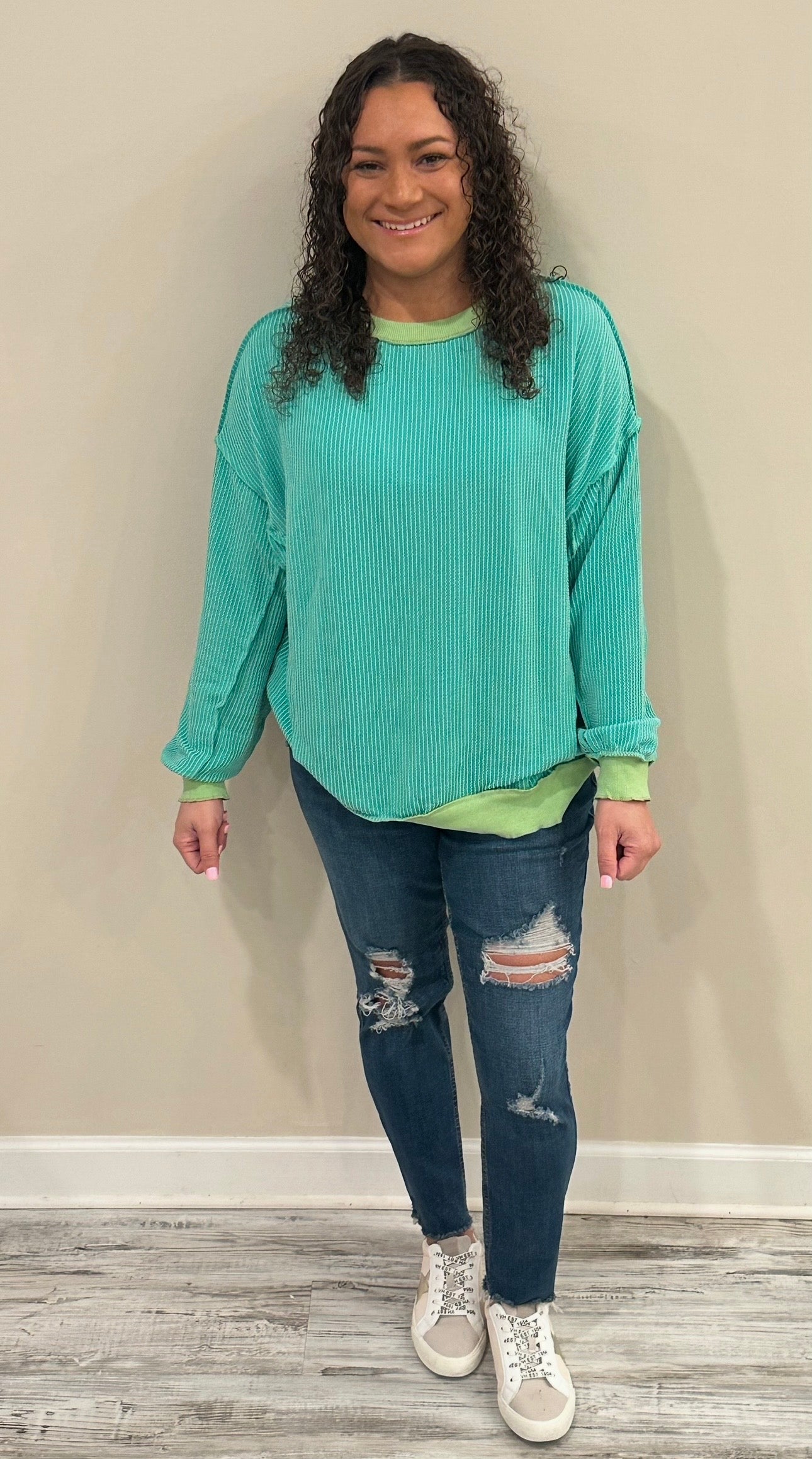 Raised Ribbed Molly Green Top