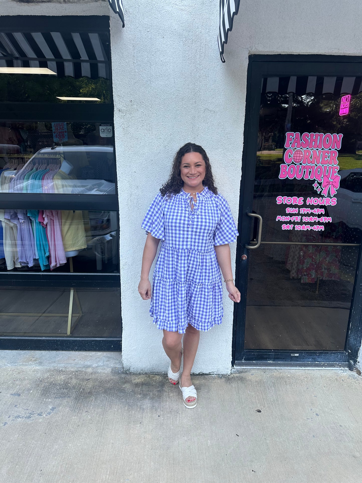 Purple checkered dress