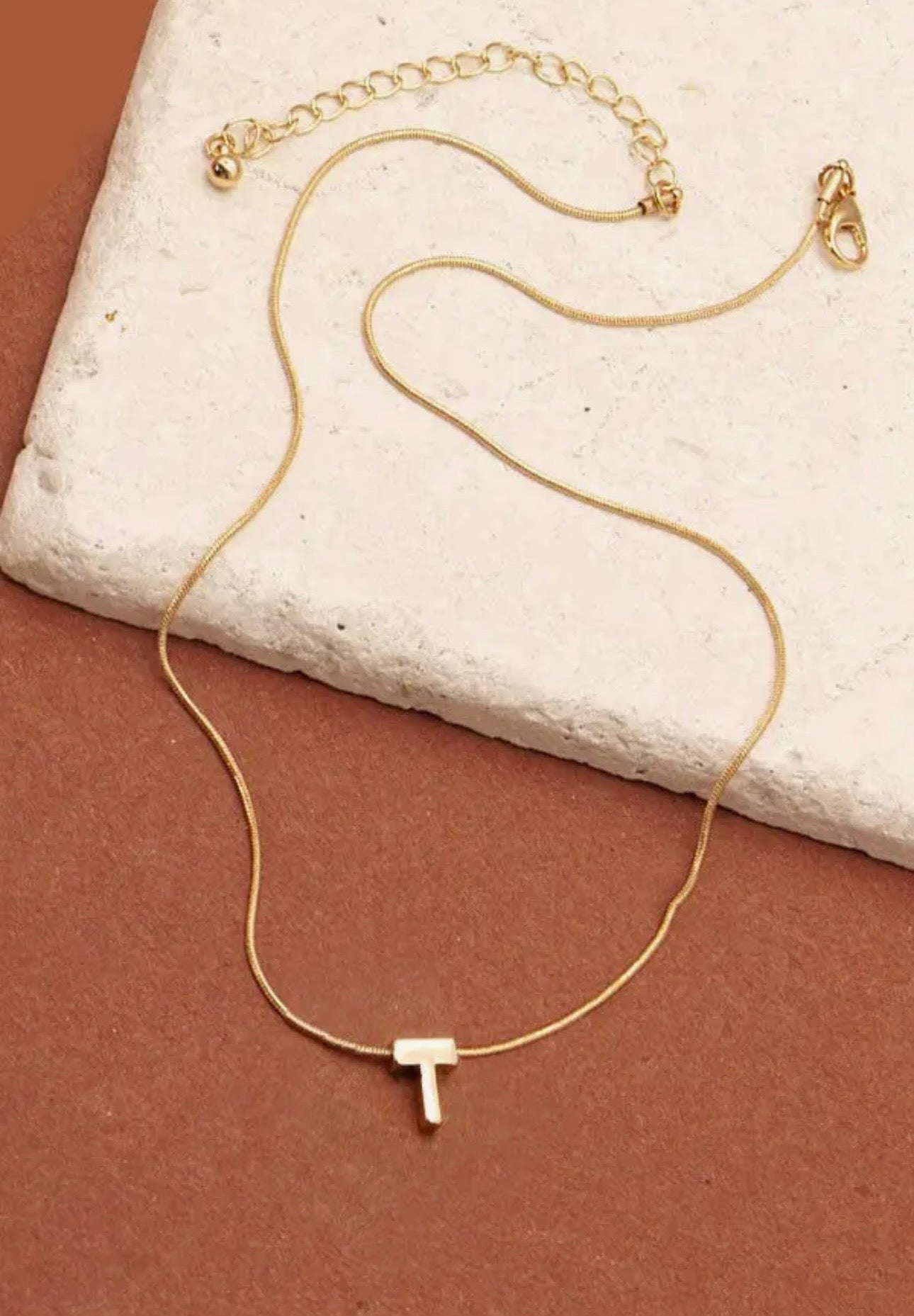 Snake Chain Initial Pendant Necklace