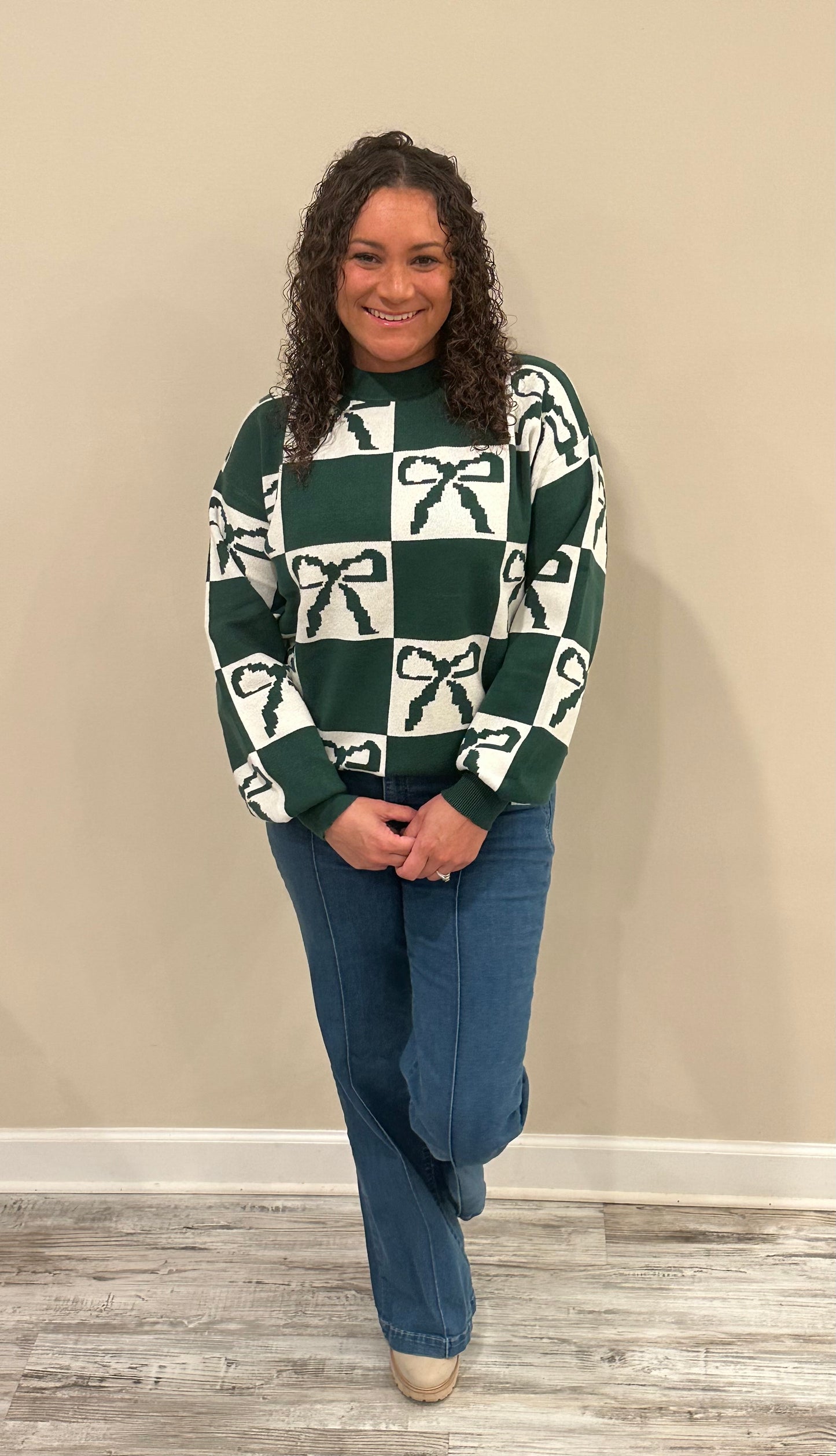 Green Bow Sweater