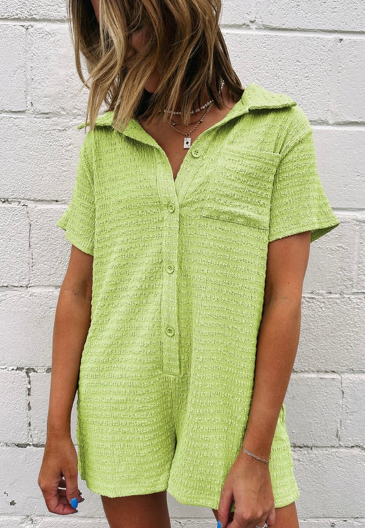 Green Oversized Romper with Pockets