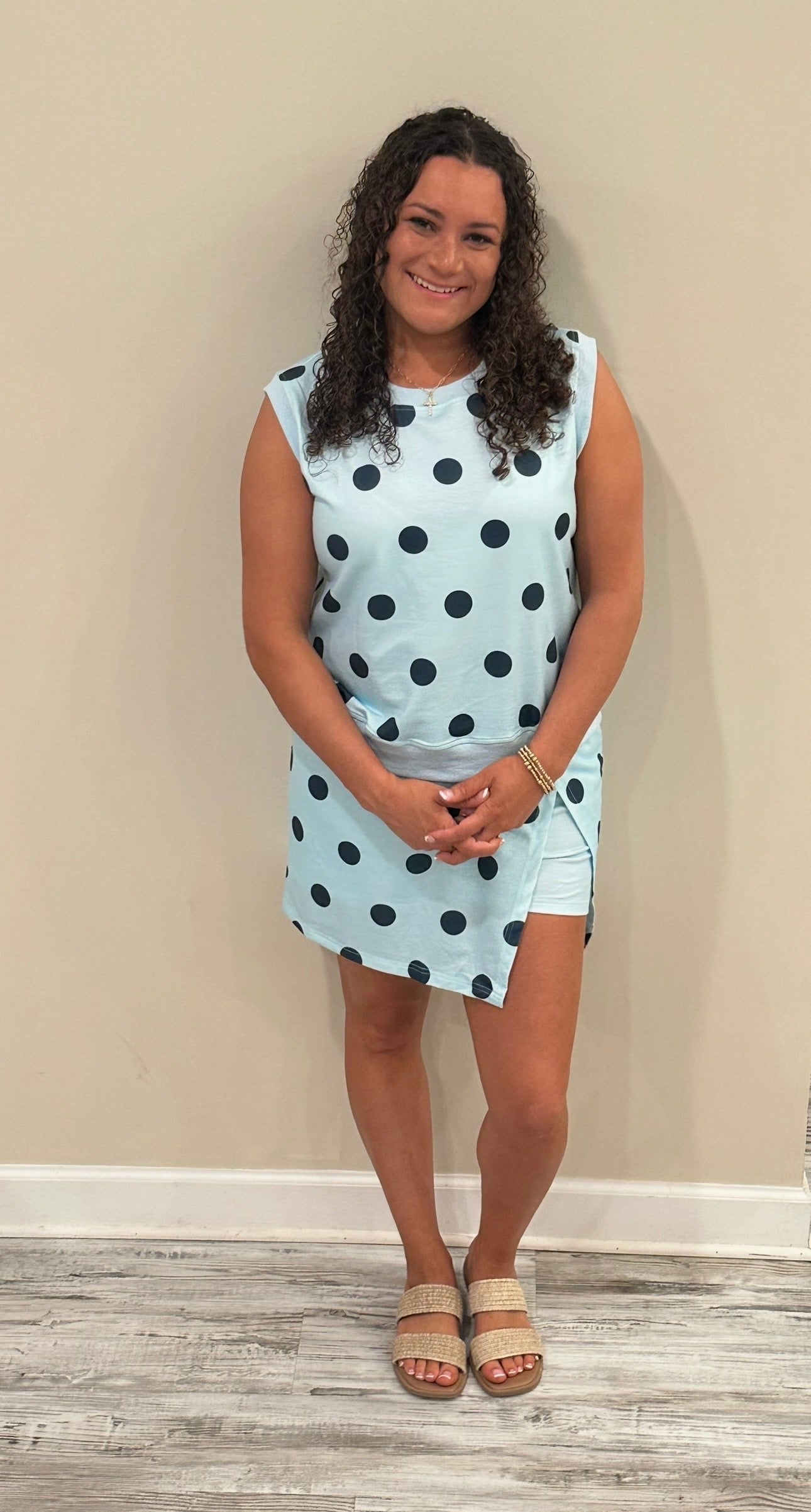 Blue Polka Dot Skort Set