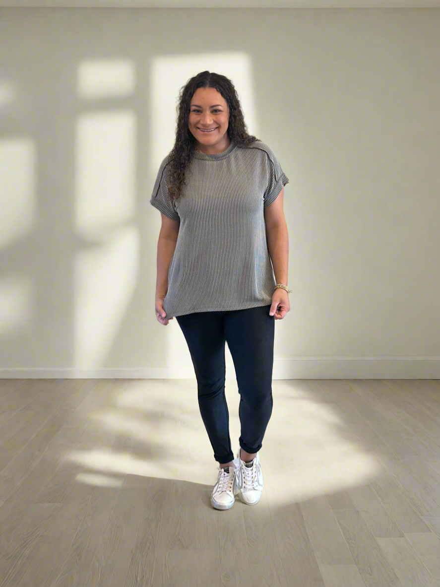 Grey Ribbed Top