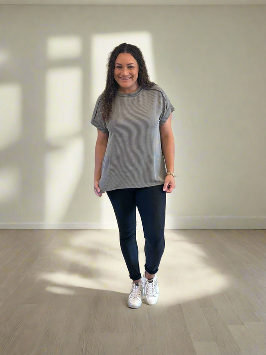 Grey Ribbed Top
