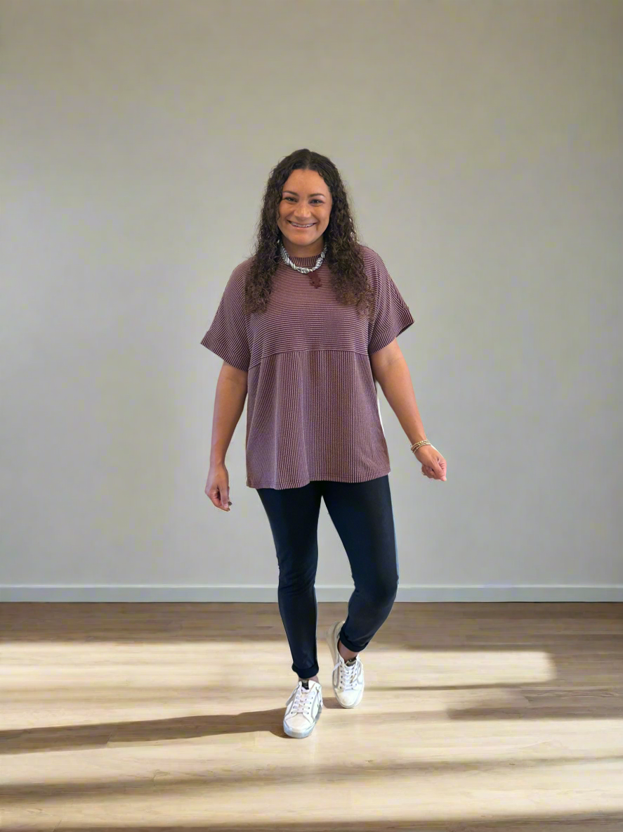 Maroon Ribbed Top