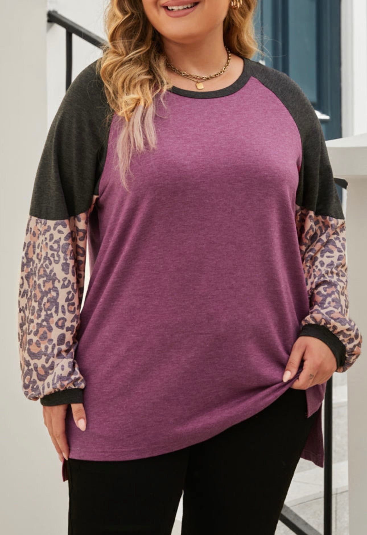 Purple cheetah curvy top