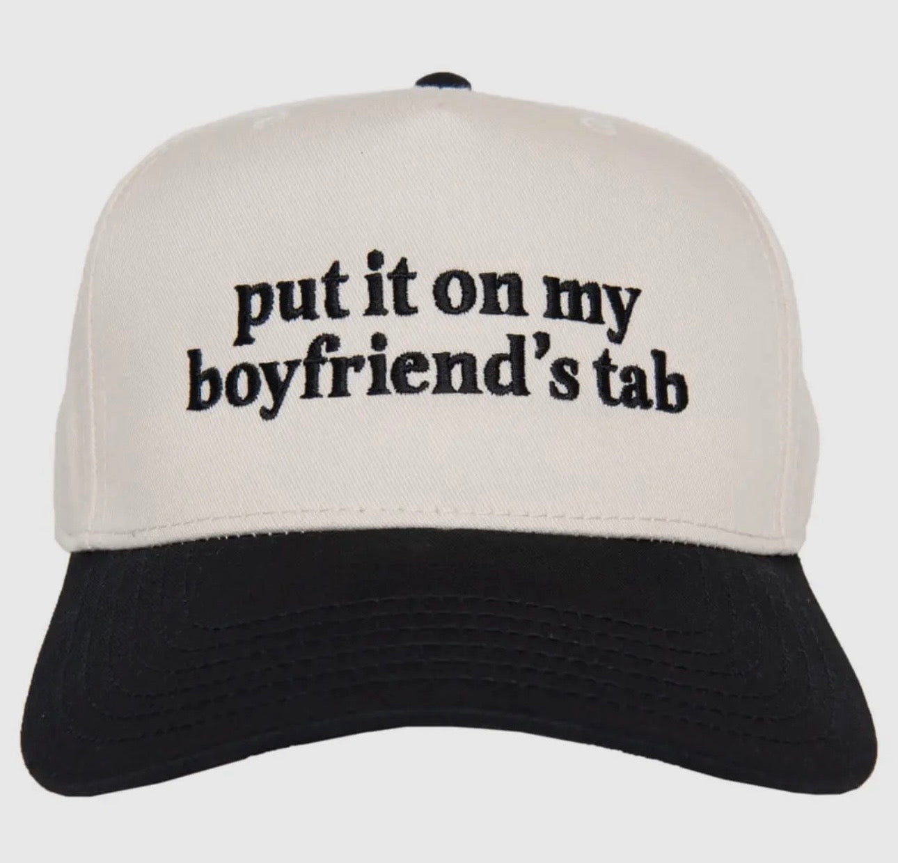 Katydid “Put it on my boyfriend’s tab” trucker hat