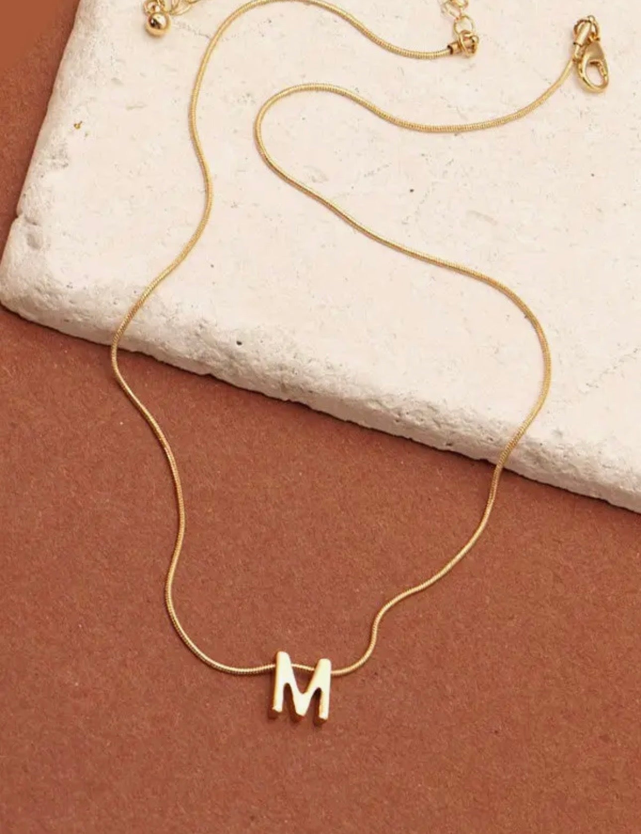 Snake Chain Initial Pendant Necklace