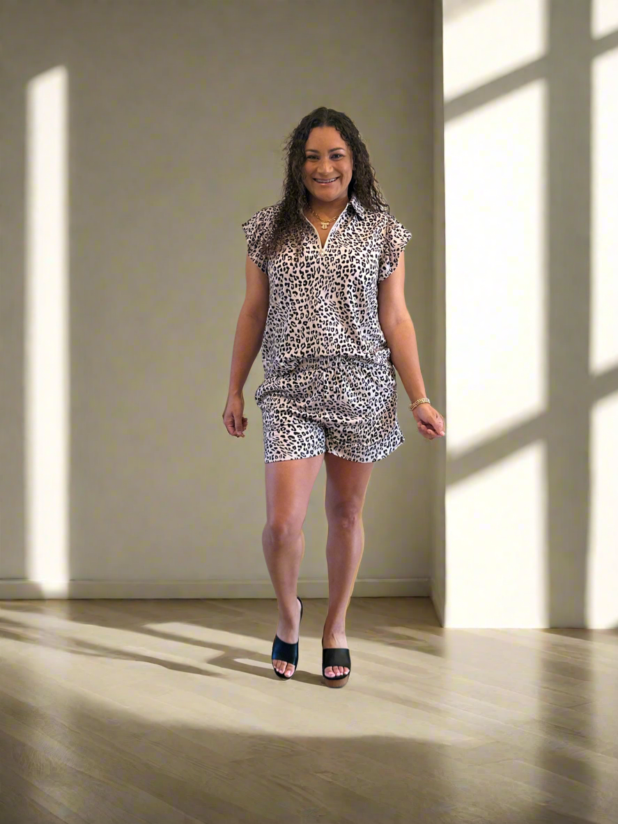 Aleah Cheetah 2 Piece Shorts Set