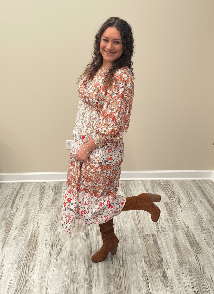 Floral lined fall dress