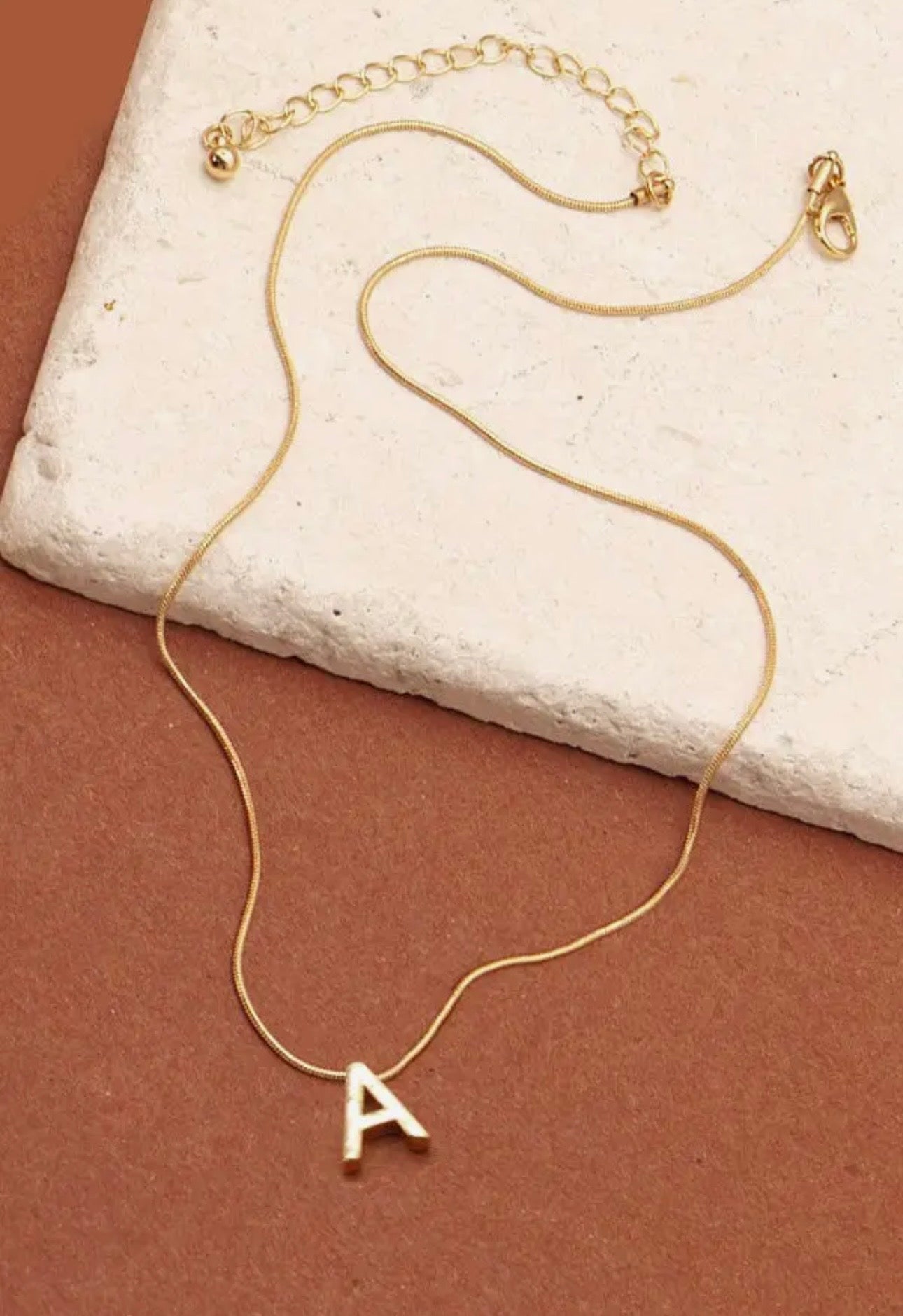 Snake Chain Initial Pendant Necklace