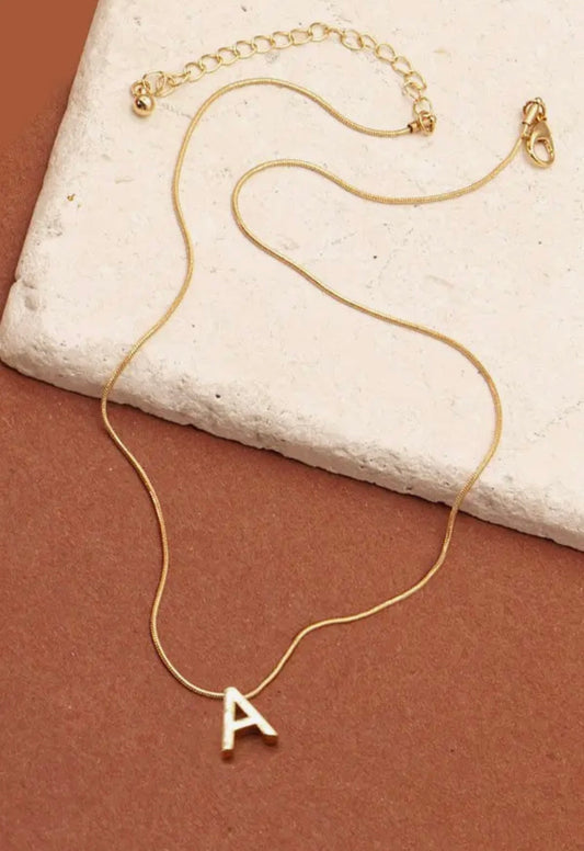 Snake Chain Initial Pendant Necklace
