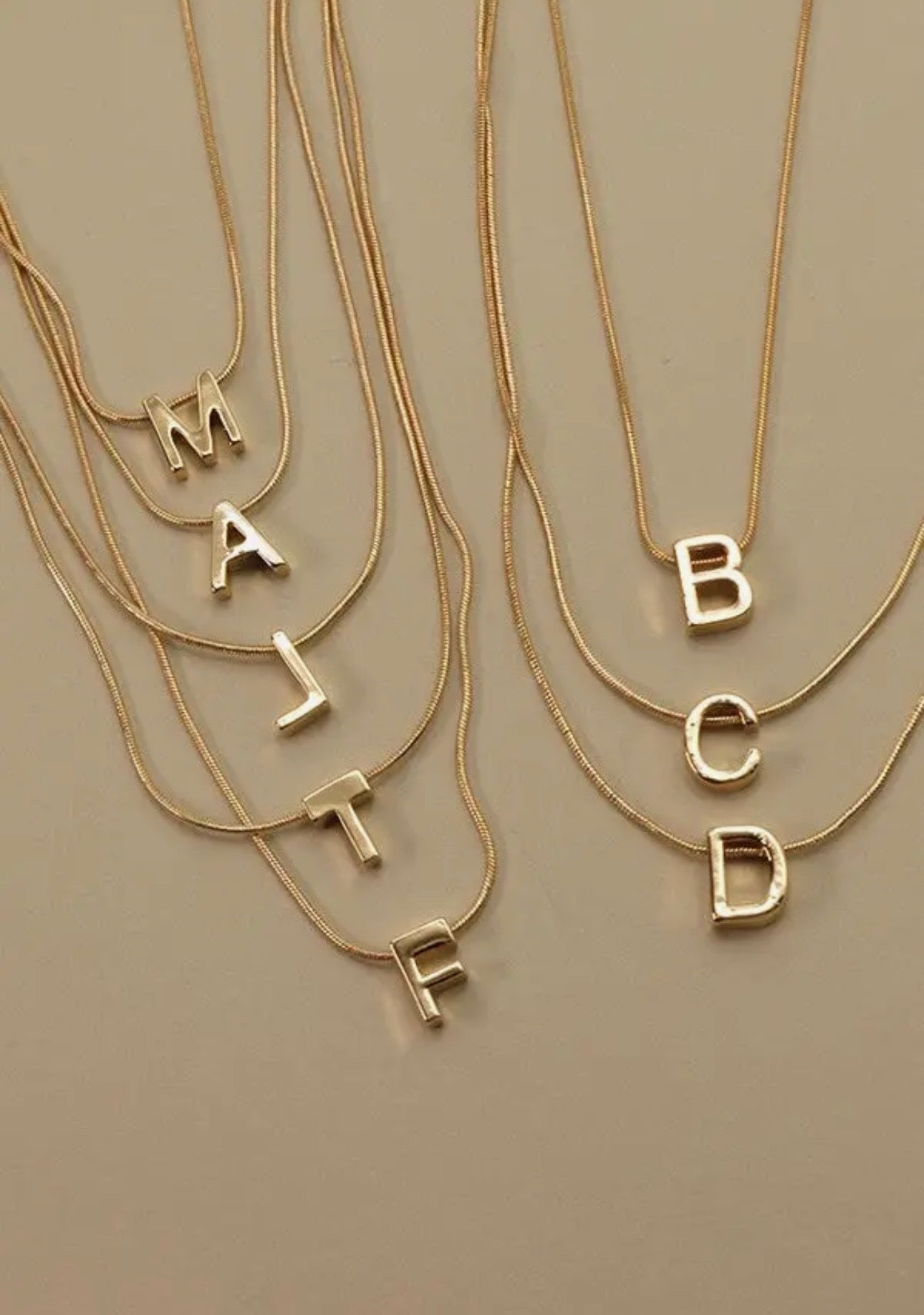 Snake Chain Initial Pendant Necklace