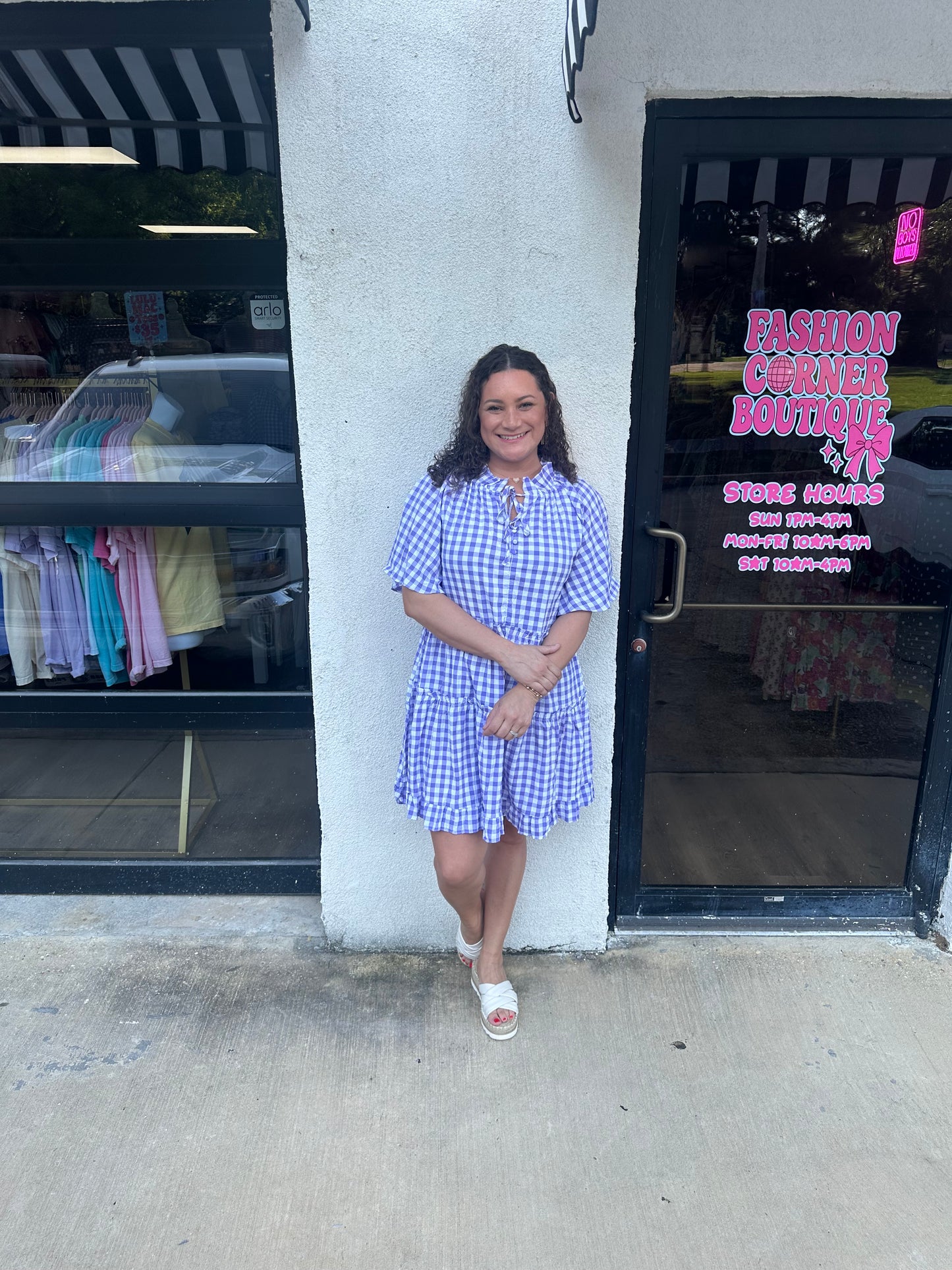 Purple checkered dress