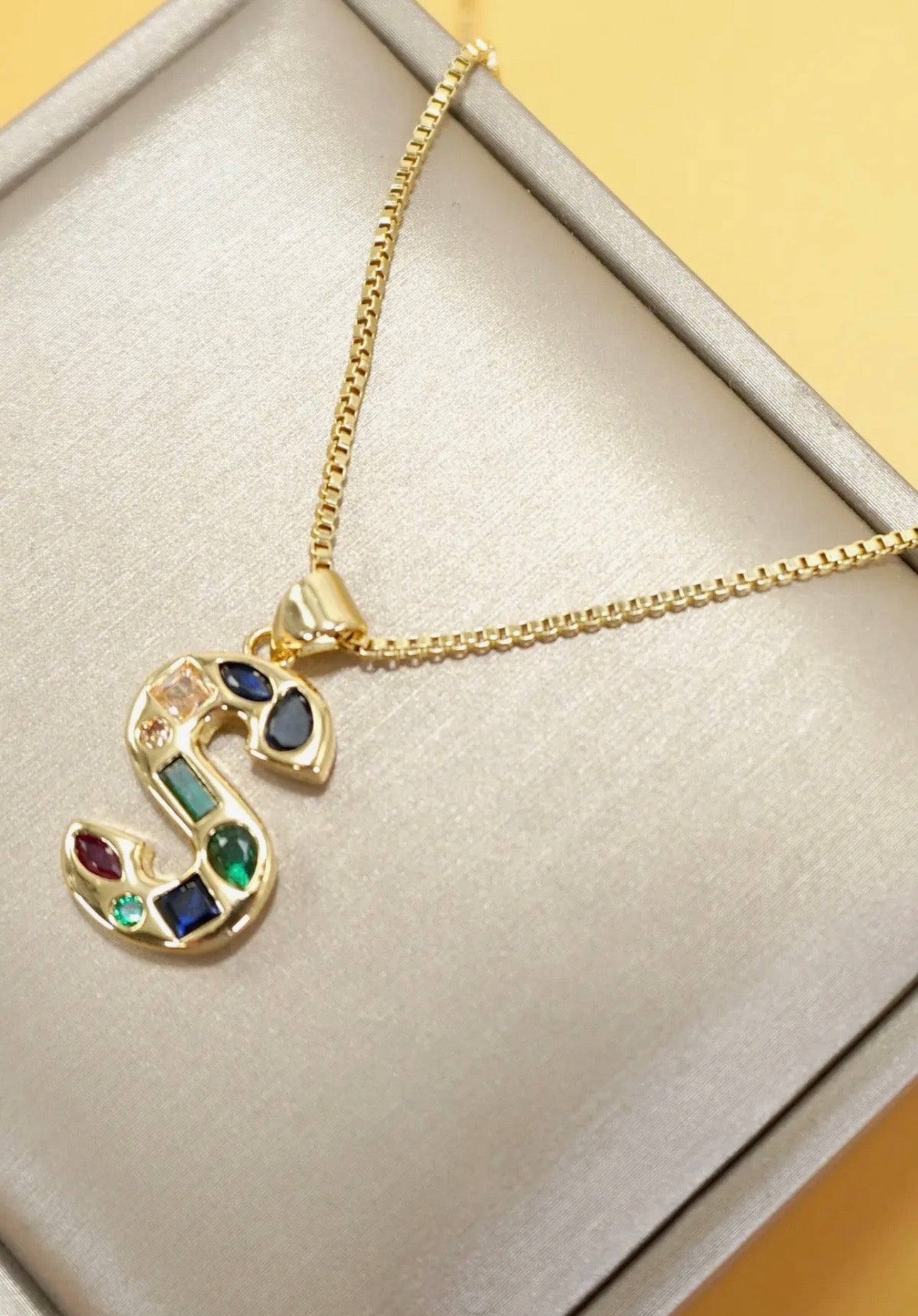 Initial Multicolor Rhinestone Necklace