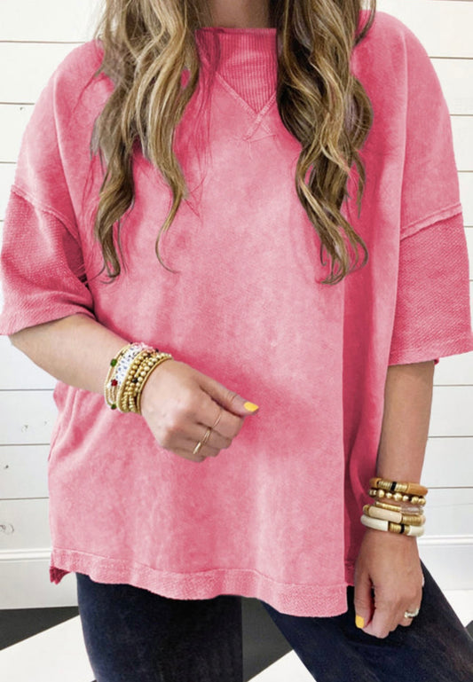 Pink Oversized Curvy Casual Top