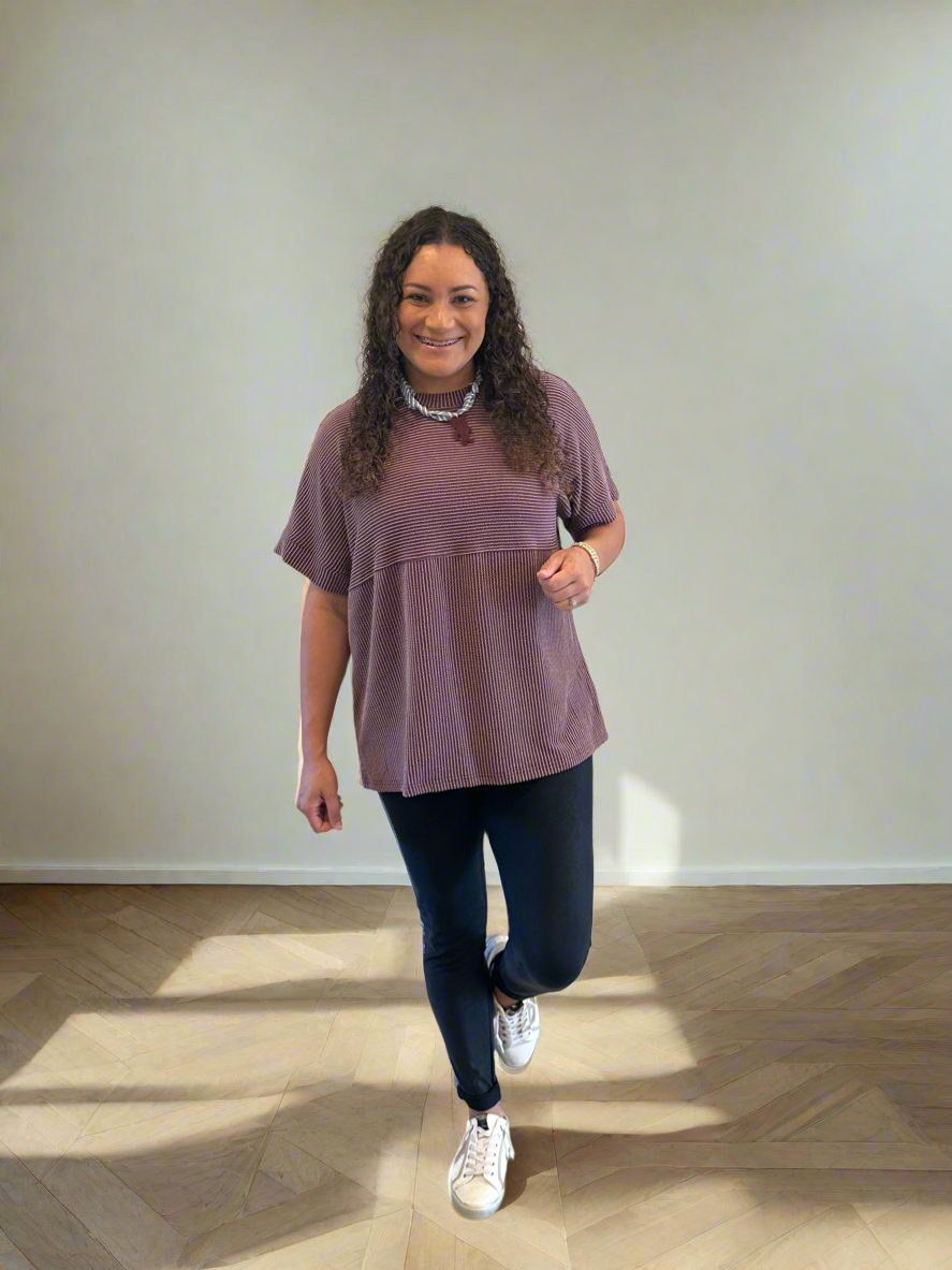 Maroon Ribbed Top
