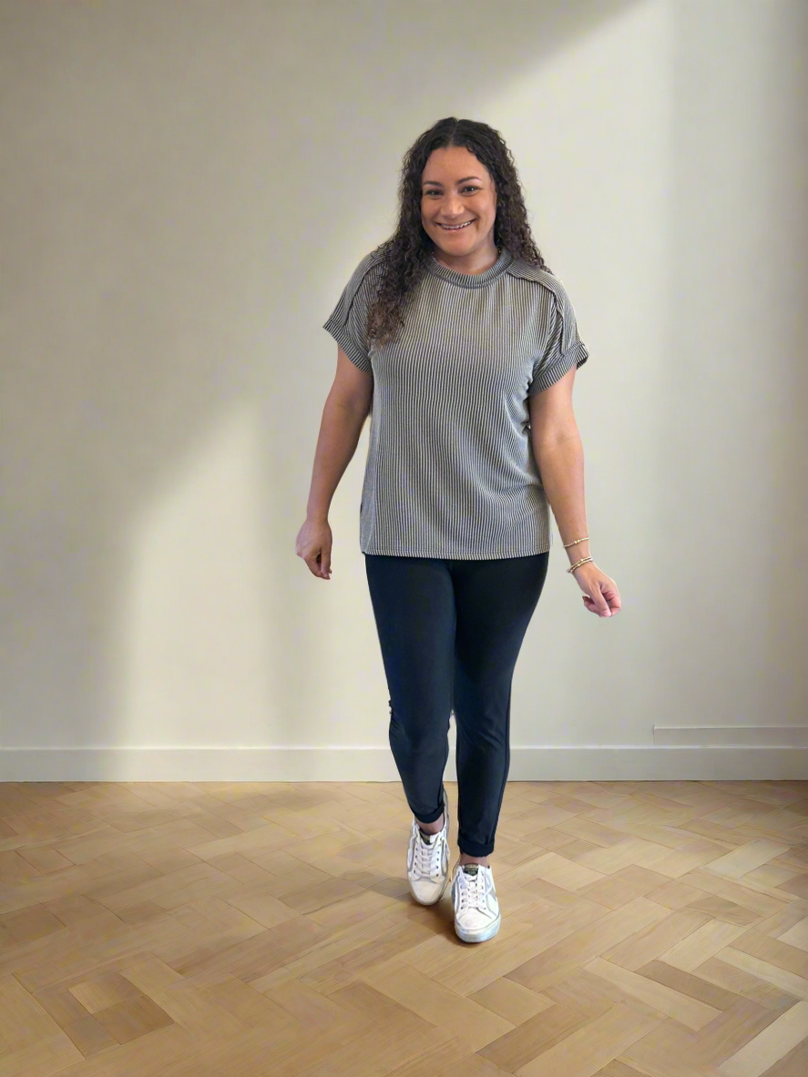 Grey Ribbed Top