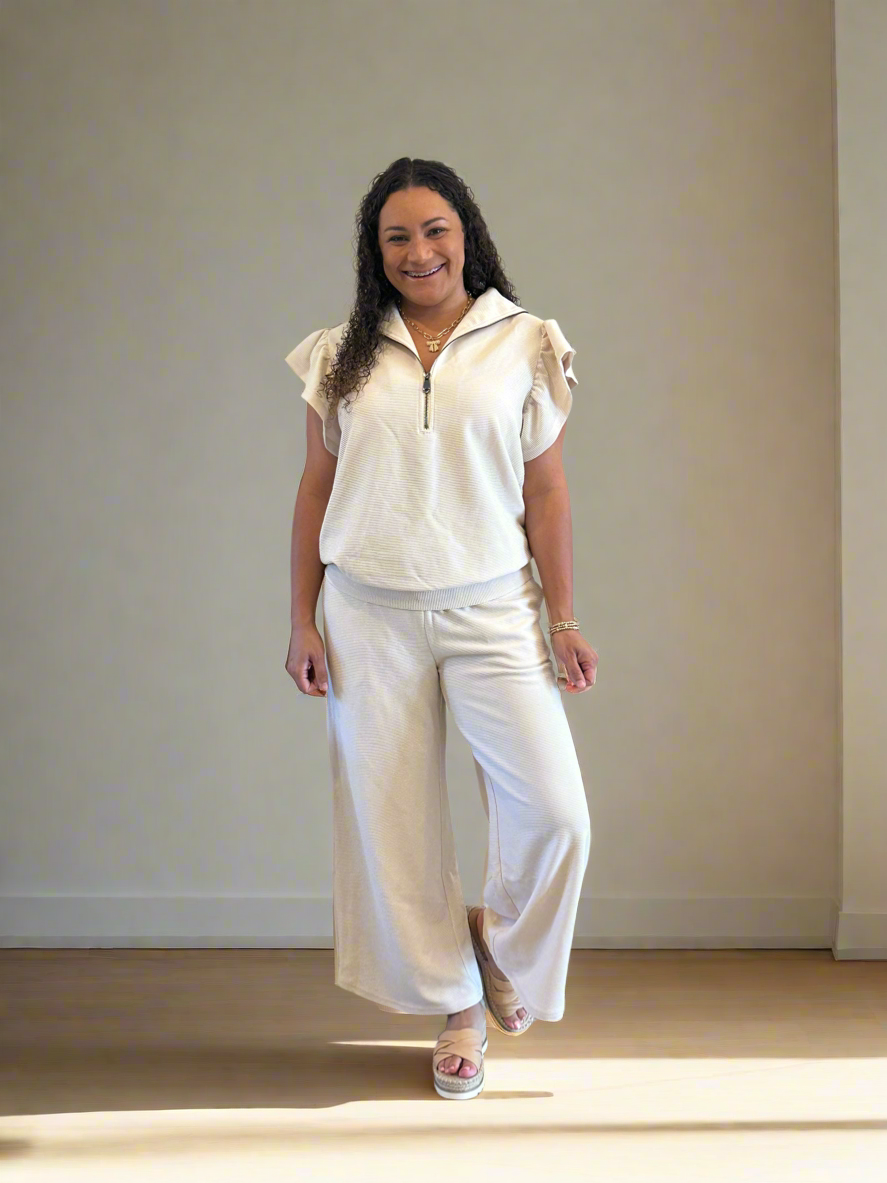 Cream 2 Piece Pants Set