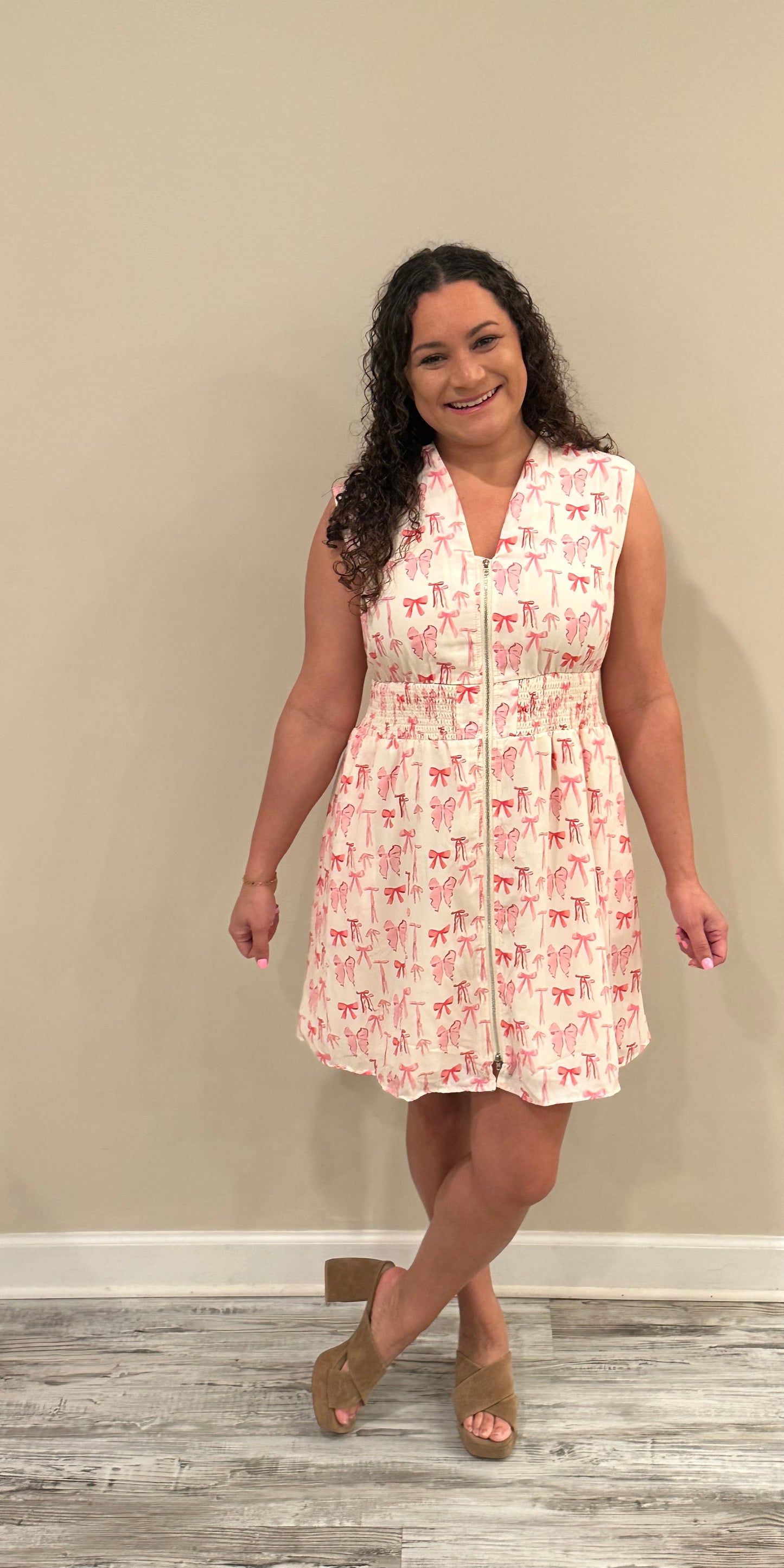 Pink Bow Lined Dress