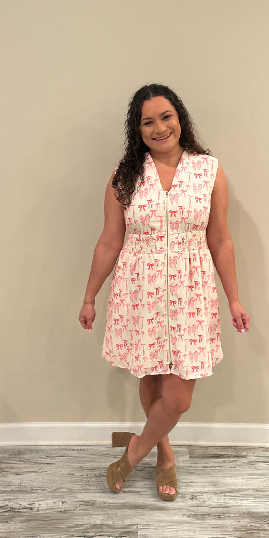 Pink Bow Lined Dress