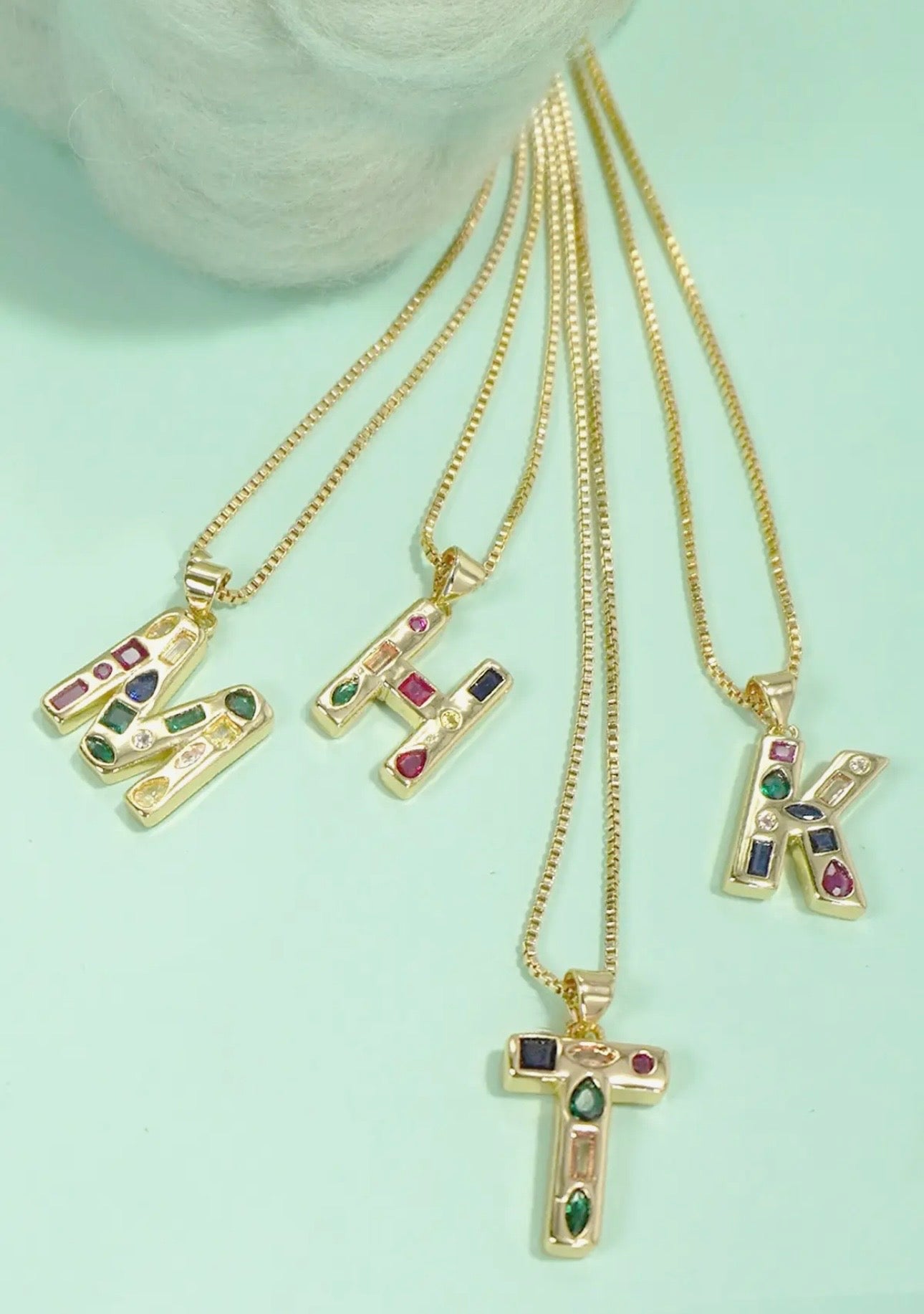 Initial Multicolor Rhinestone Necklace