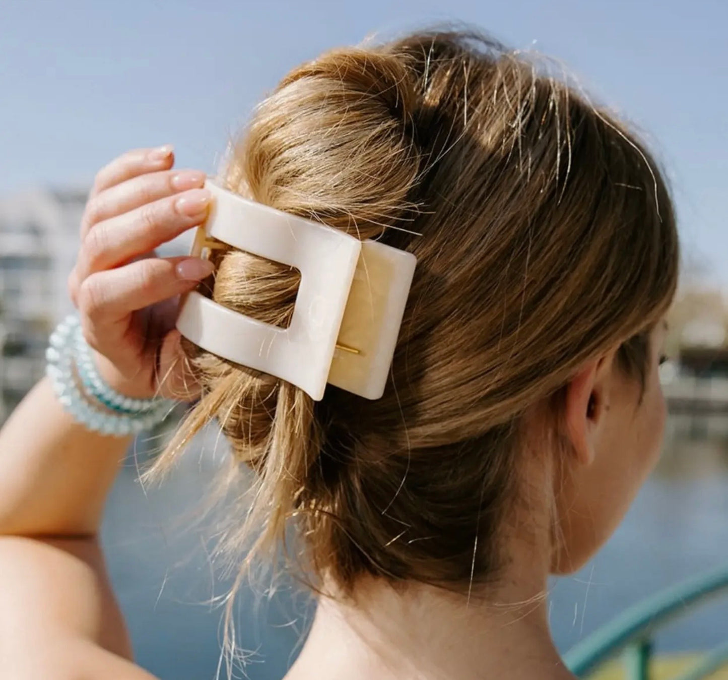 Teleties Flat Rectangle Hair Clip | Soft Surf