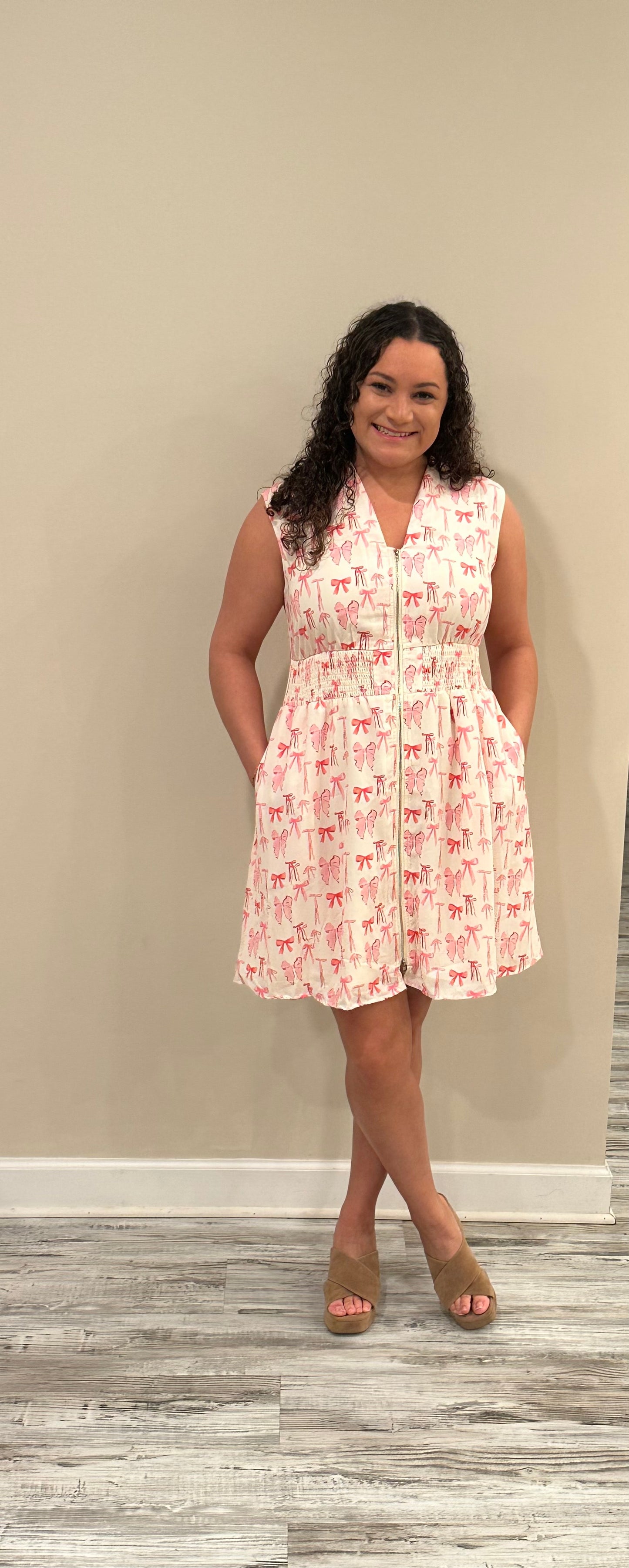 Pink Bow Lined Dress