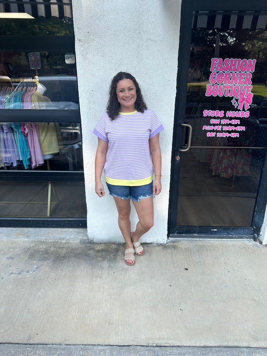 Purple stripe top