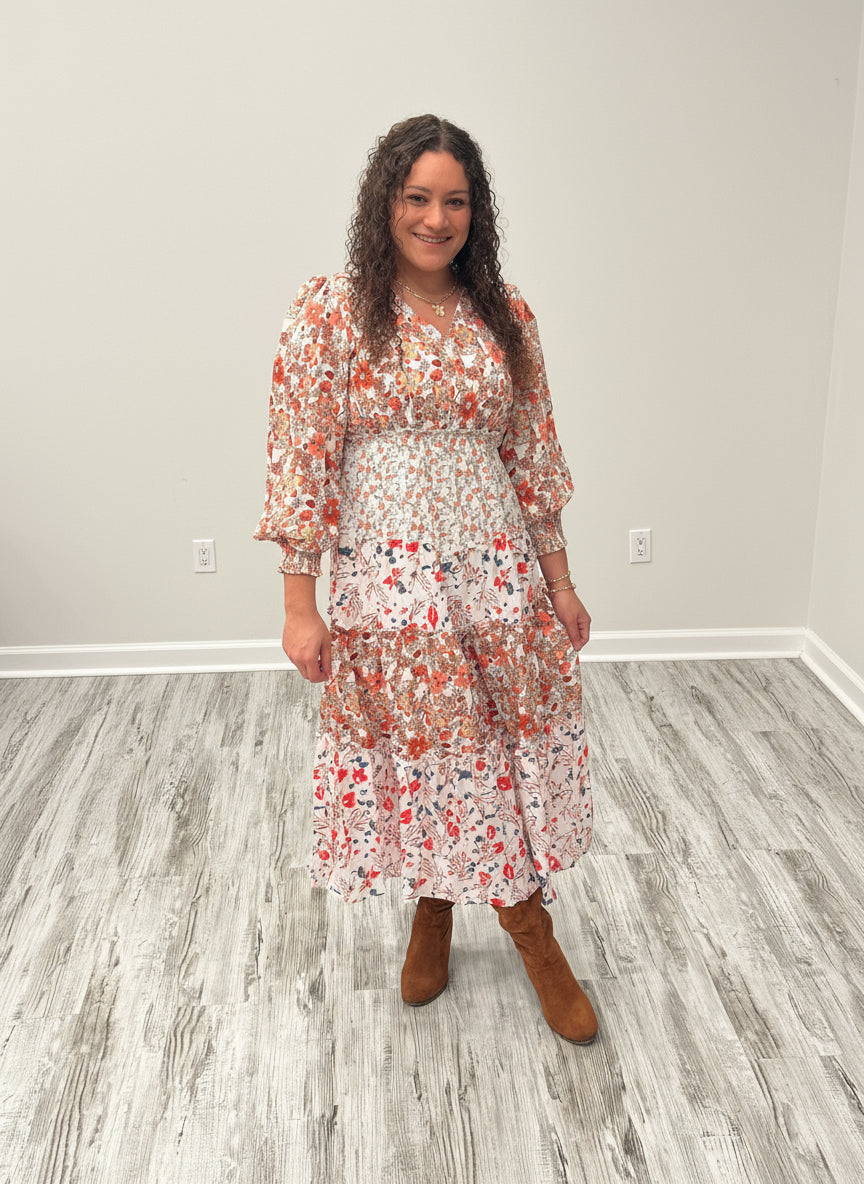 Floral lined fall dress