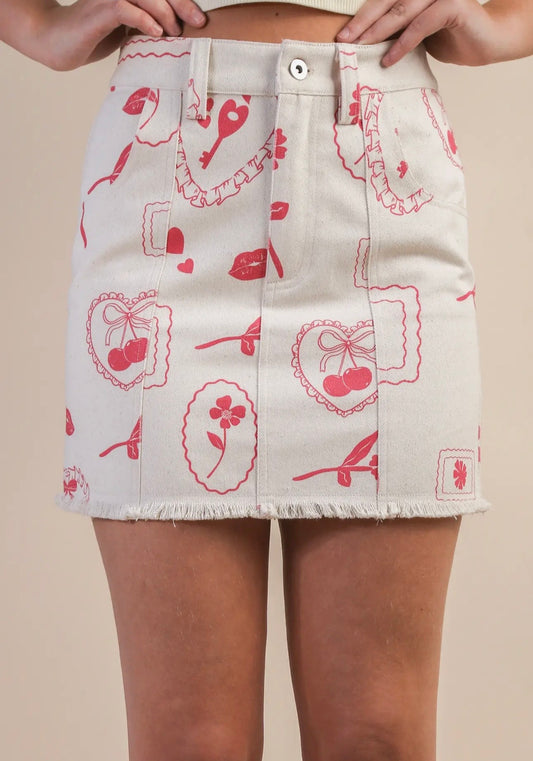Off White Cherry Skirt