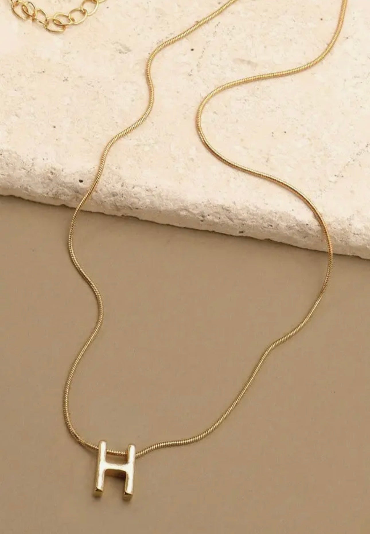 Snake Chain Initial Pendant Necklace