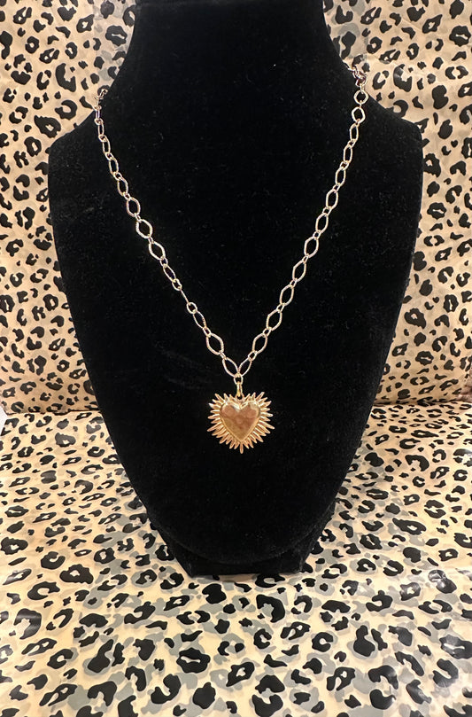 Spikey Heart Charm Necklace