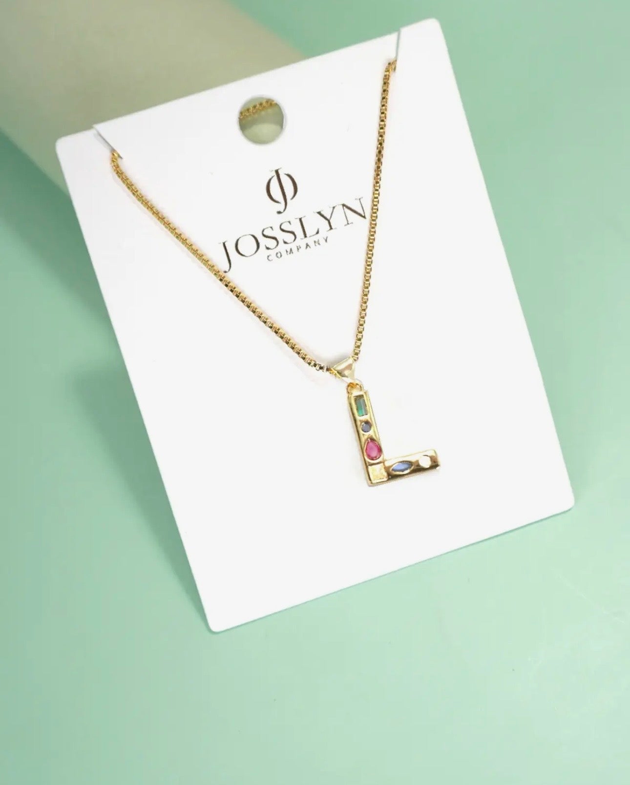 Initial Multicolor Rhinestone Necklace