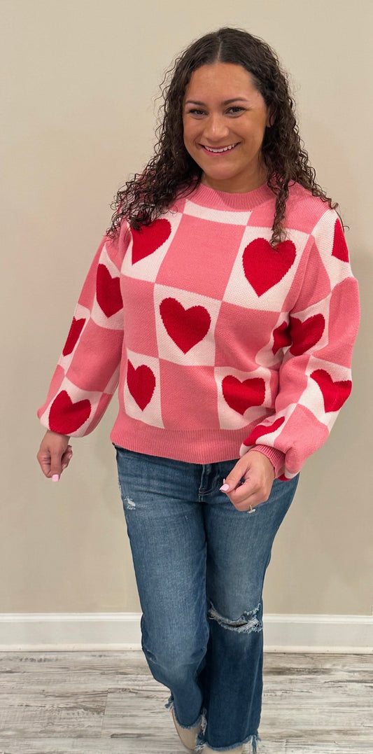 Checkered Valentines Sweater
