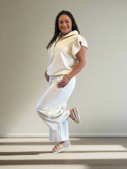 Cream 2 Piece Pants Set