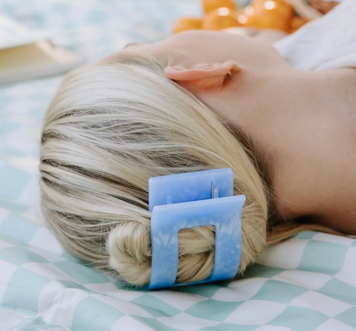 Teleties Flat Rectangle Hair Clip| Blue Lagoon