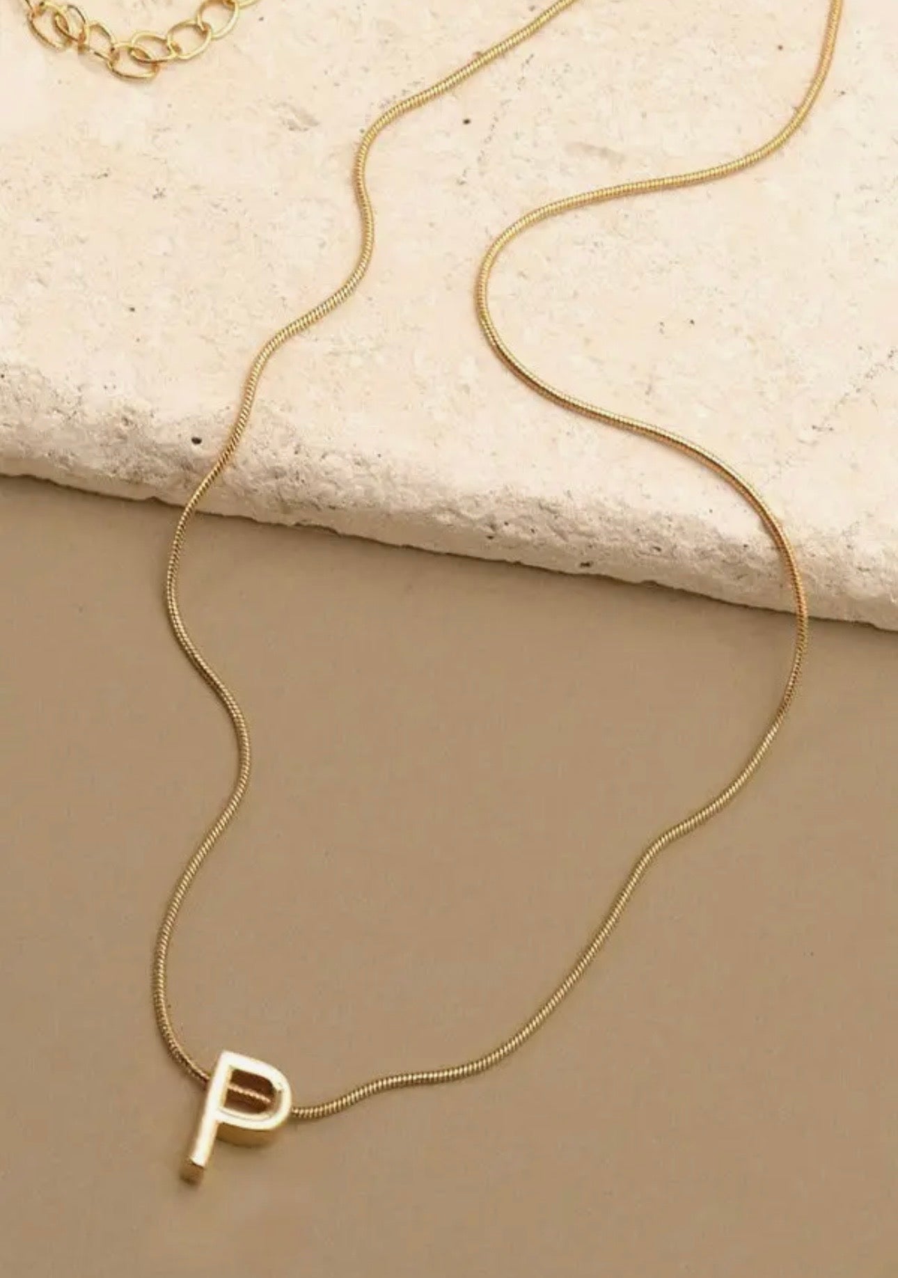 Snake Chain Initial Pendant Necklace