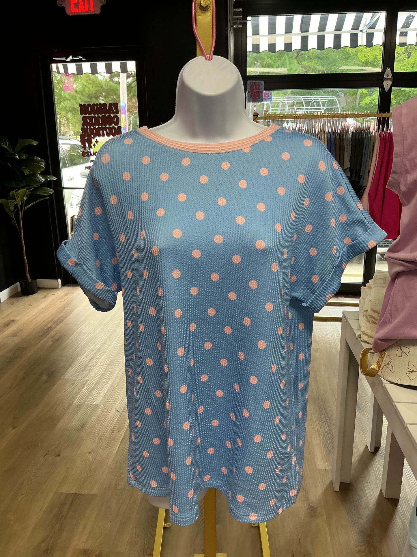Cotton candy polka dot tee