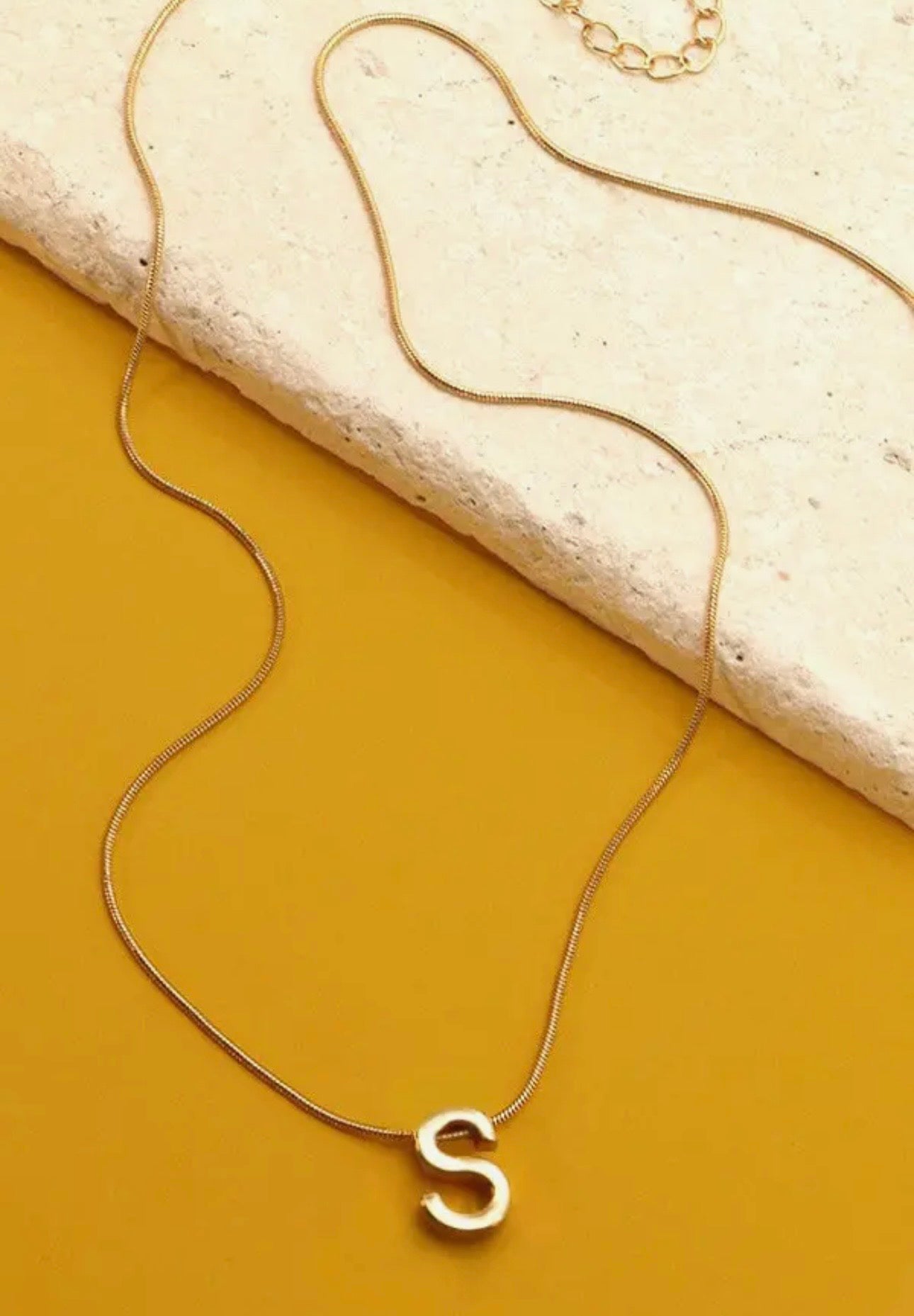 Snake Chain Initial Pendant Necklace