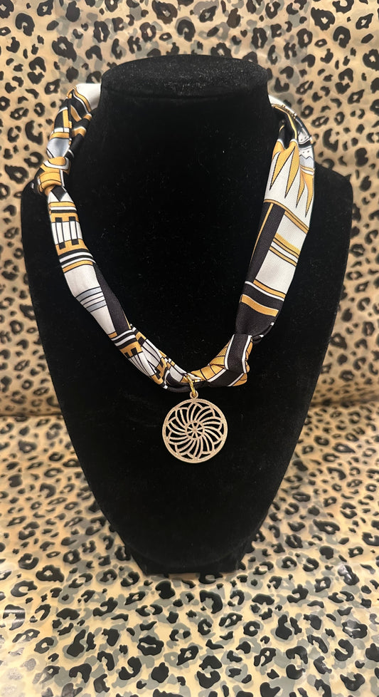 Black & Yellow Scarf Necklace