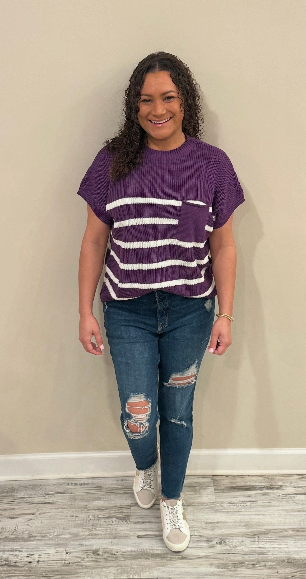 Purple Striped Angel Top