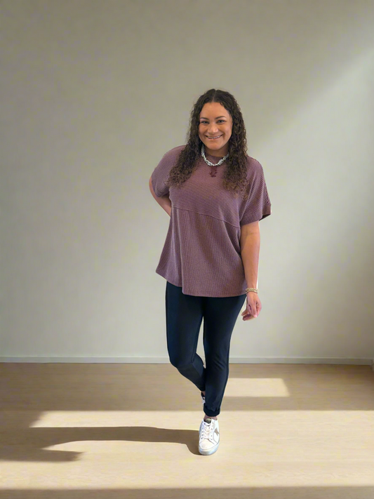 Maroon Ribbed Top