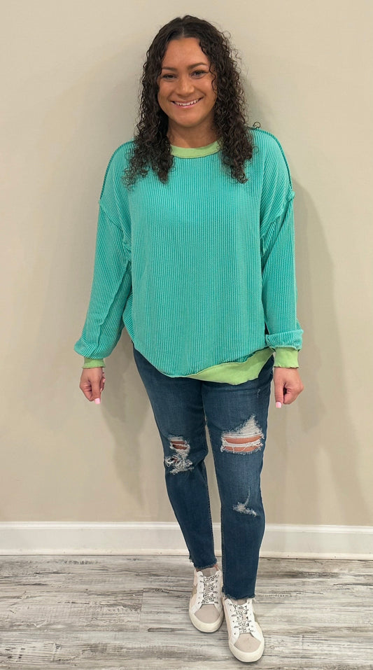 Raised Ribbed Molly Green Top