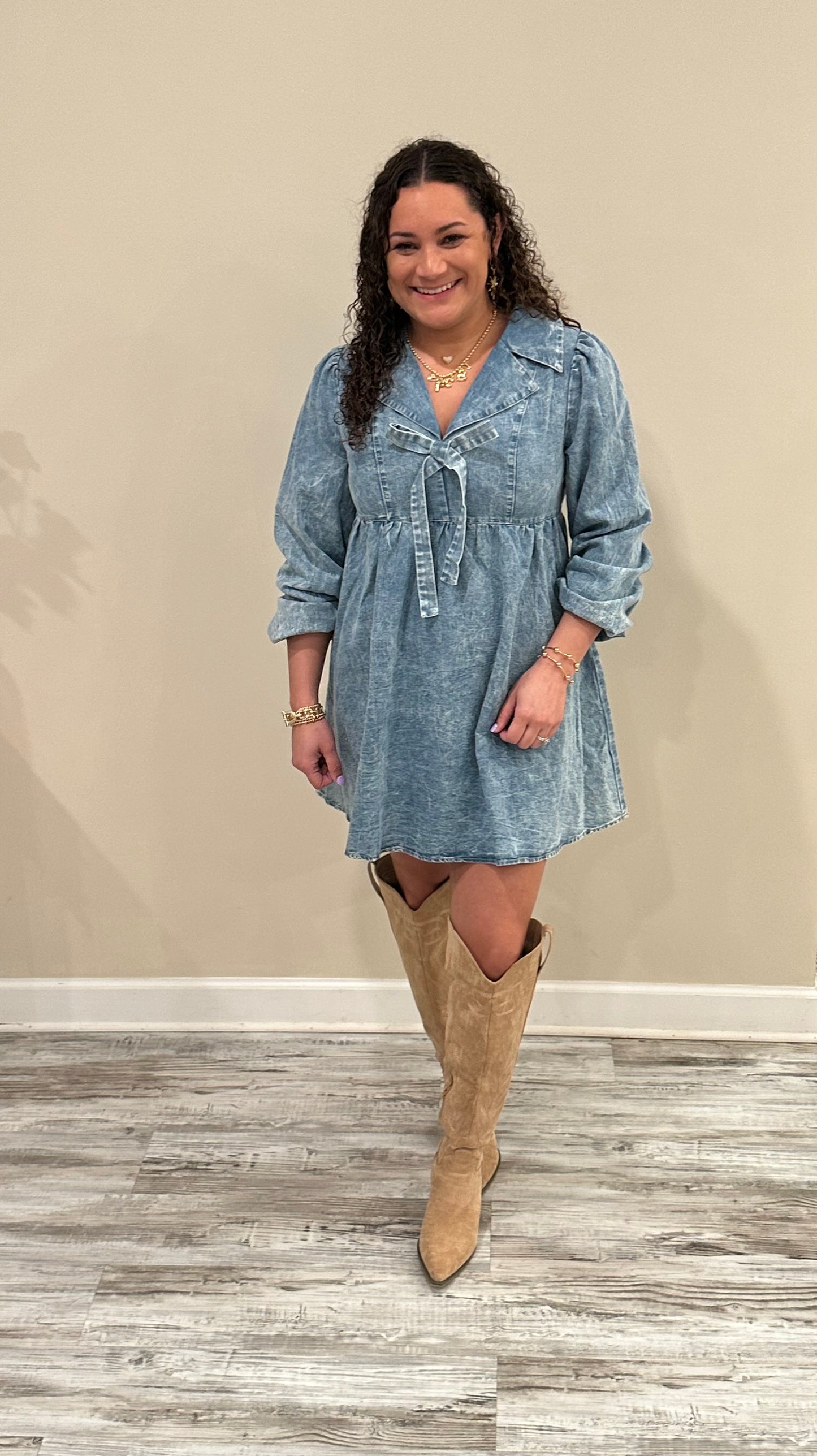 Denim Bow Dress